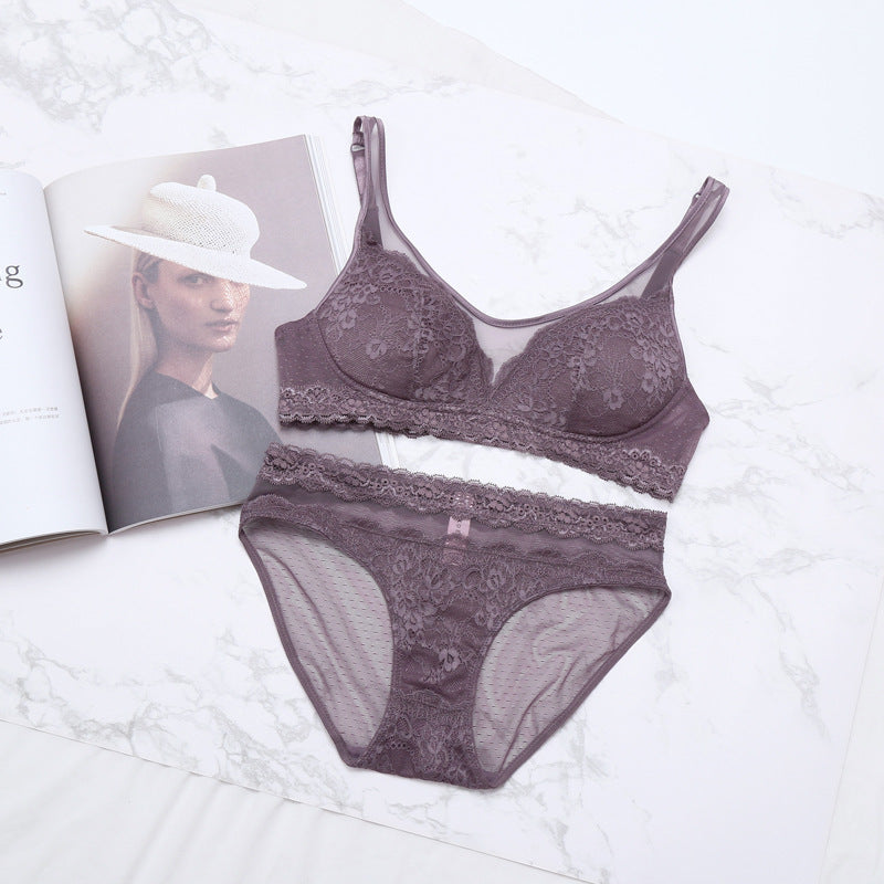 Ensemble de sous-vêtements sexy en dentelle sans anneau en acier