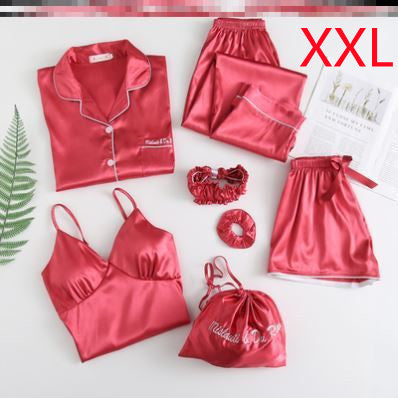 Ensemble sexy sept pièces en soie glacée