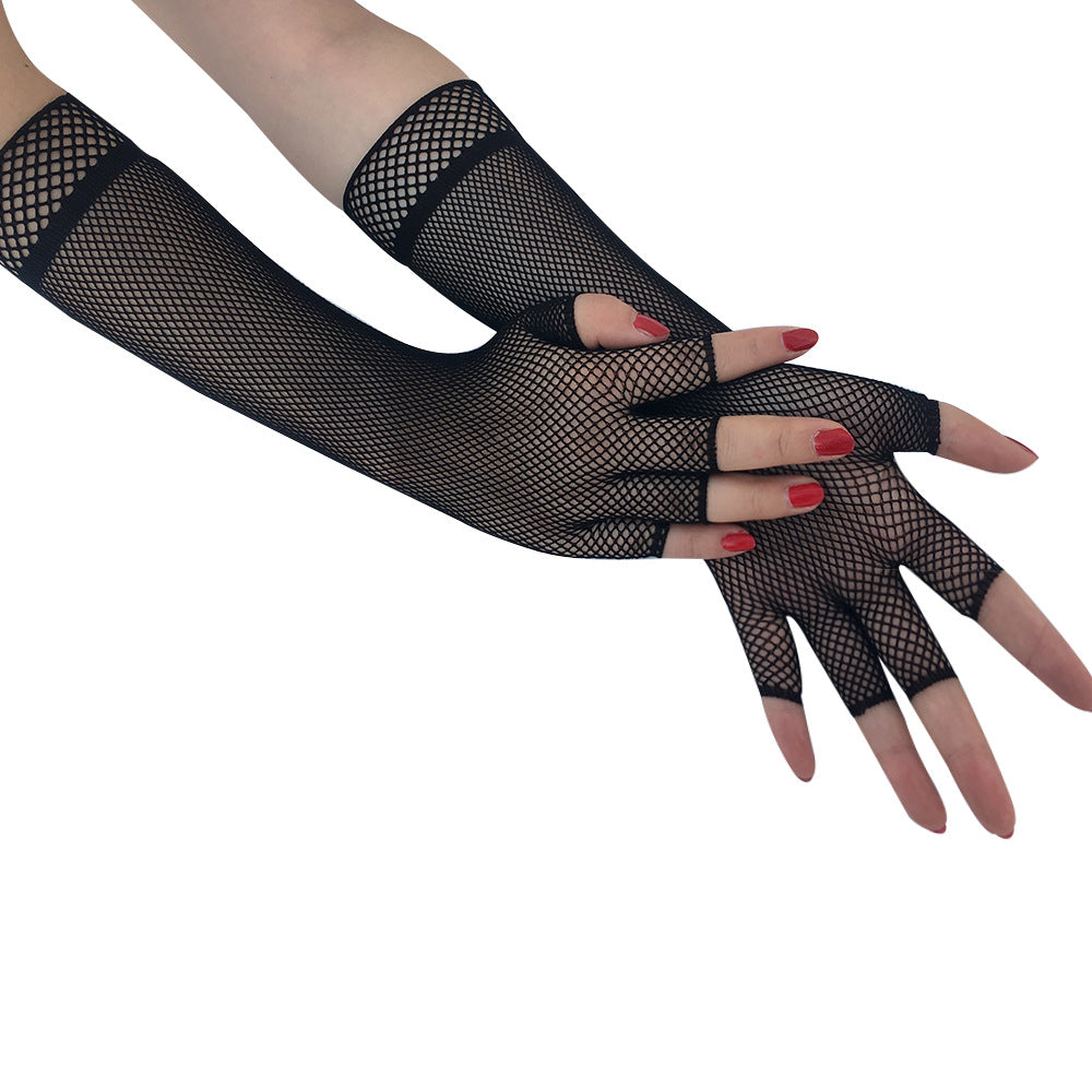 Half finger fishing net glove length