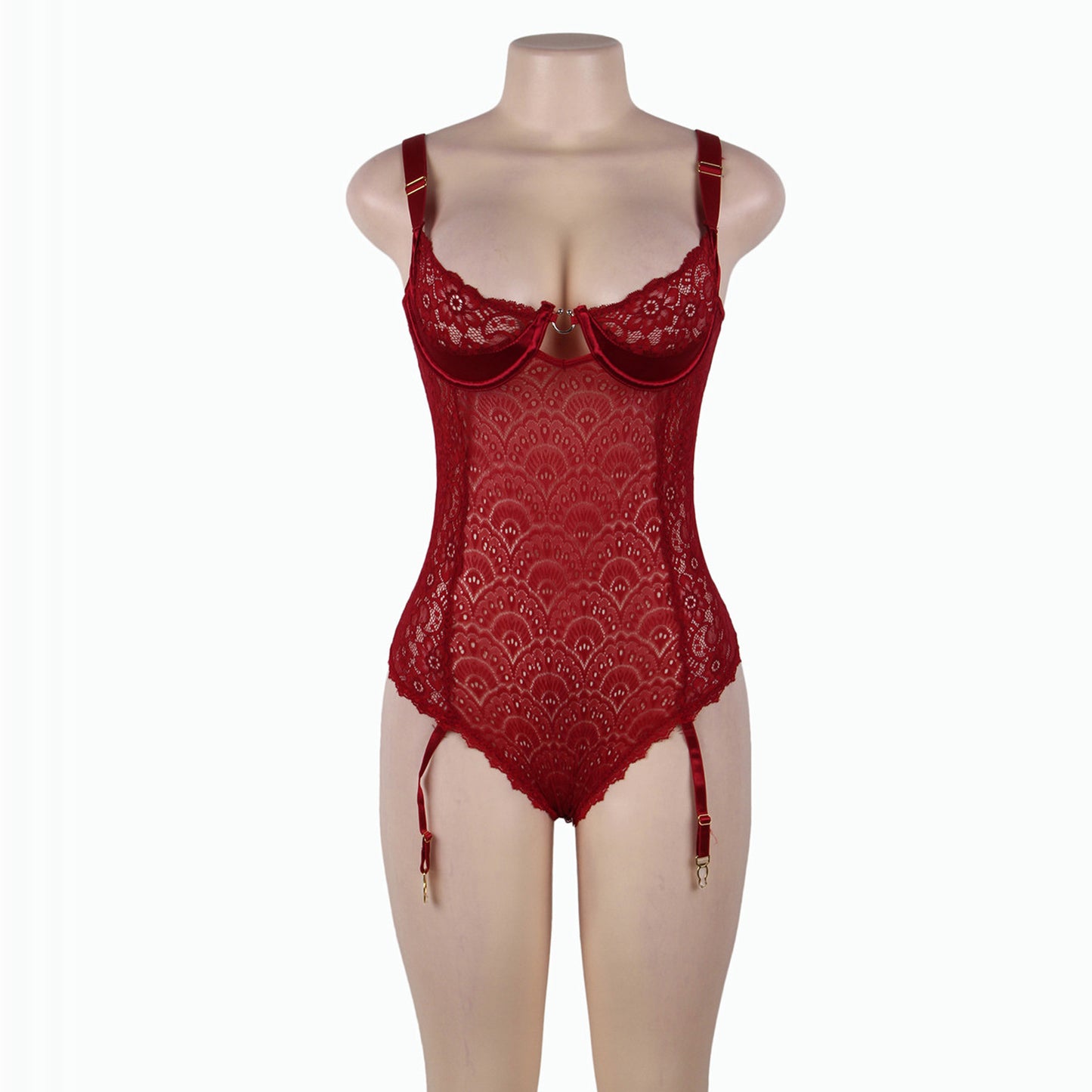 Plus Size Sexy Lingerie See-through Steel Bracket Garter One-Piece Lace Sexy Sleepwear