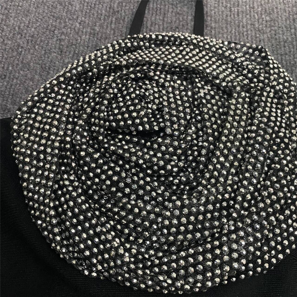 Sling Bandage Dress Fashion Flower Hot Rhinestone