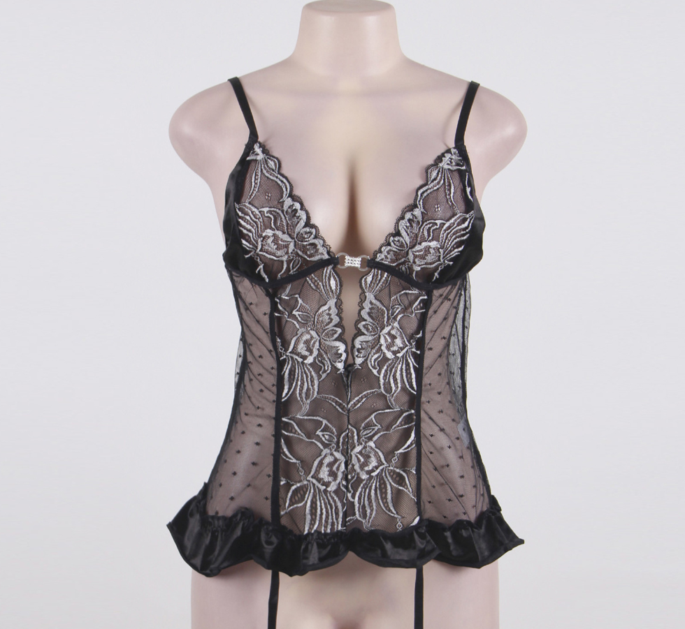 Body une pièce collant dentelle découpe pyjama lingerie sexy