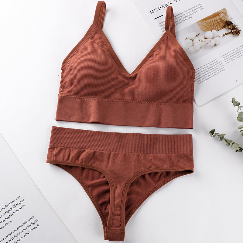 Conjunto de sujetador y braguitas para mujer, conjunto de Sujetador deportivo con realce, Tanga Sexy sin costuras, sujetador para actividad, Tanga, lencería, Top corto de Fitness, ropa interior