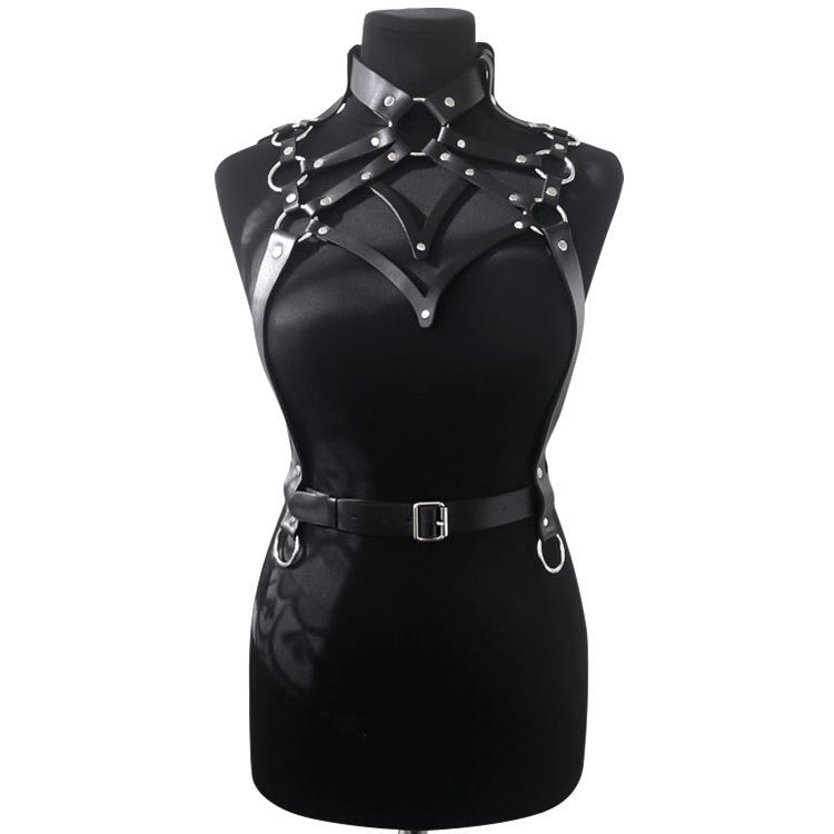 Women's Artificial Leather Body Belly Band Shoulder Wearing Ring Horse Harness For Dancing Toys With