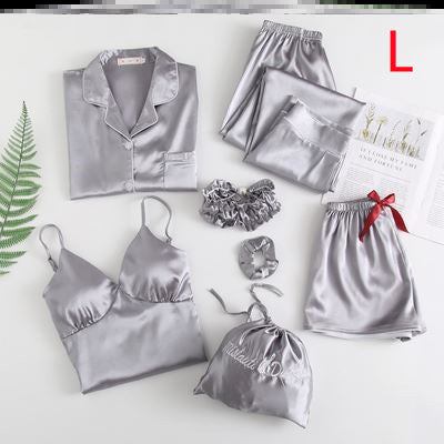 Ensemble sexy sept pièces en soie glacée
