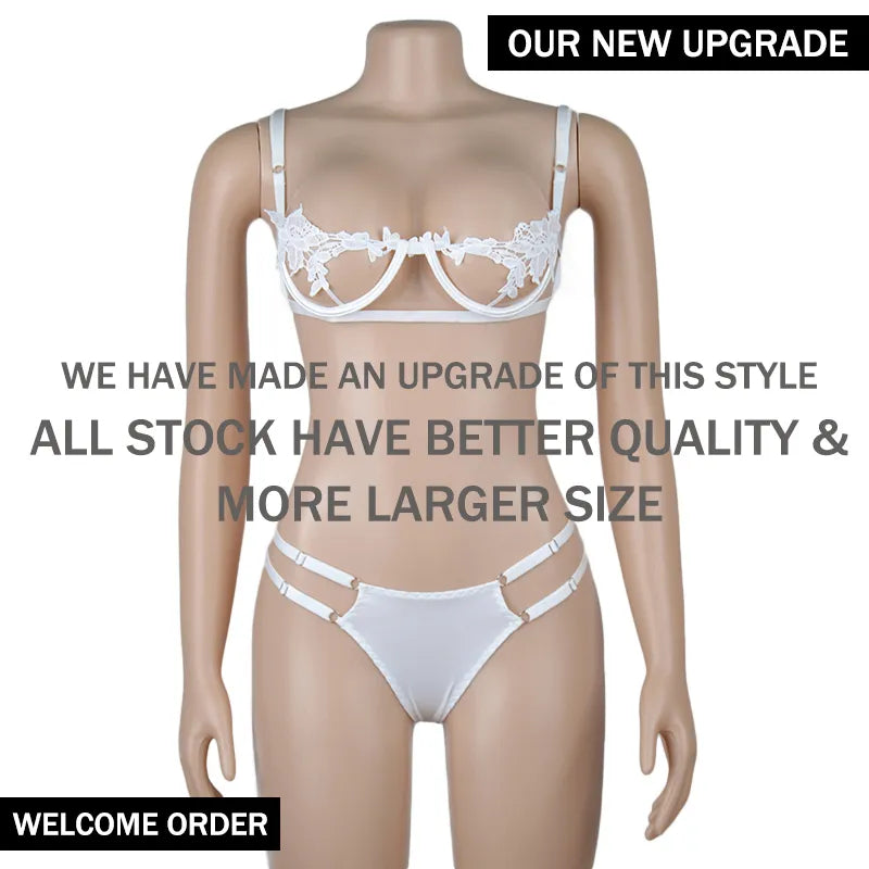 Conjunto de lencería para mujer, conjunto de lencería transparente, sujetador y bragas de encaje, venta al por mayor