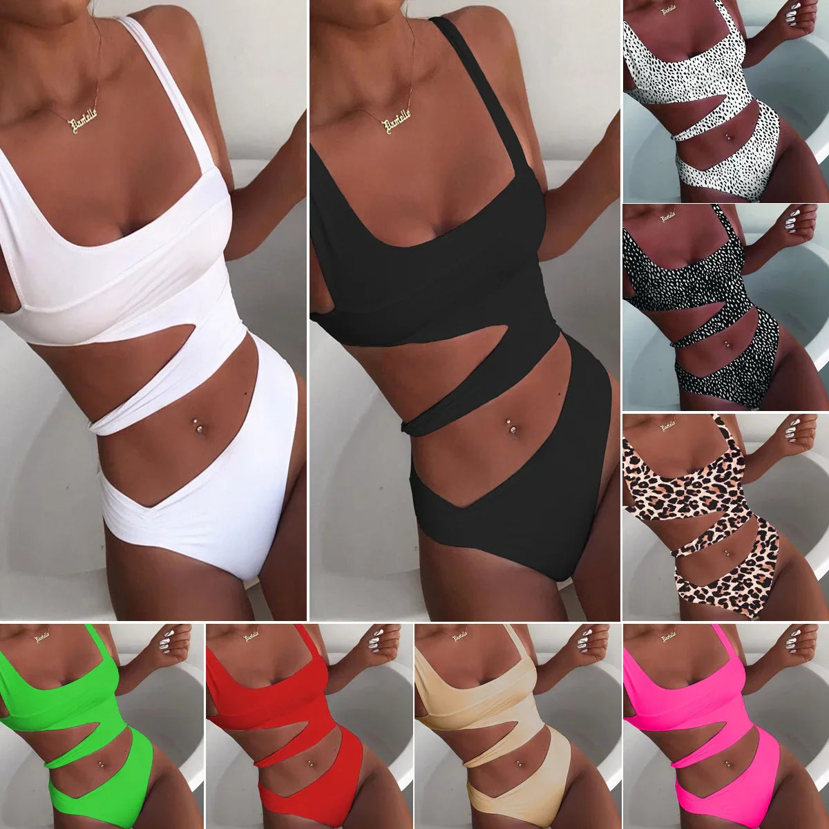 Ellolace Swimwear Hollow Out One-Piece Swimsuits Sexy Fitness Bodysuit Women Bath Suits Women's Swimwear 2021 Swimsuit