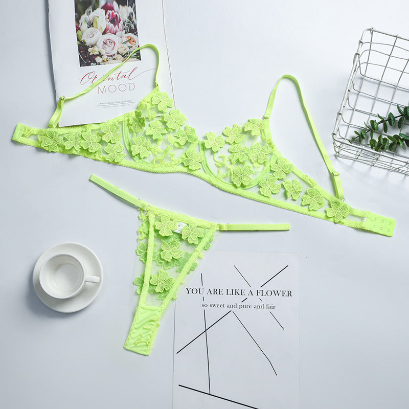 Traje sexy transparente con bordado floral romántico y sexy para mujer
