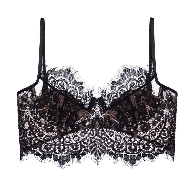 bralette Summer Small Sling Lace Sexy Lingerie Soft Underwire Push up Big Chest Show Small Thin U Shaped Backless Bra