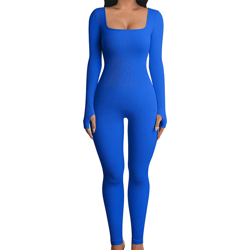 Combinaison Double couche sans couture, manches longues, façonnant le corps, levage des hanches, Yoga, combinaison de sport