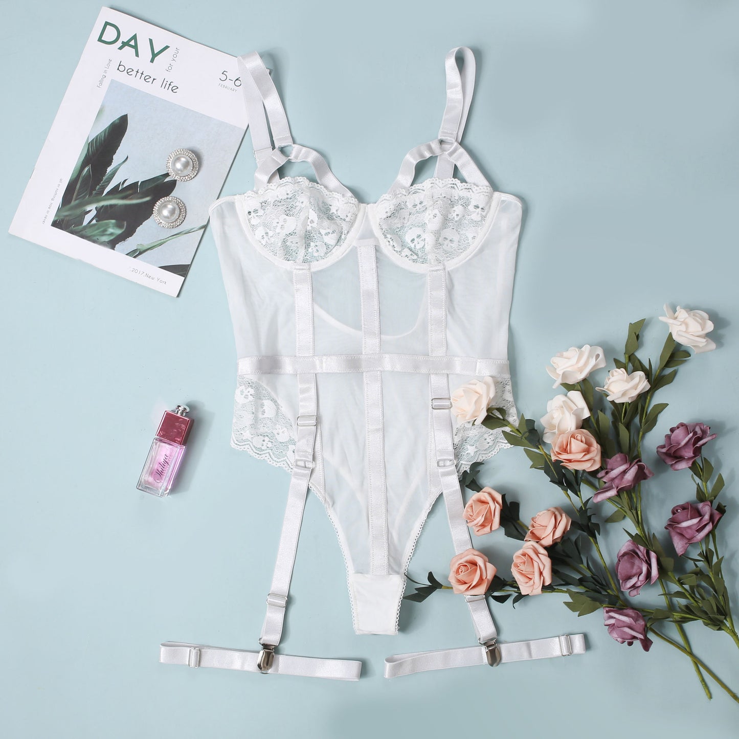 Women Sexy Christmas Lace Hollow Out Cutout out See through Sexy Jumpsuit