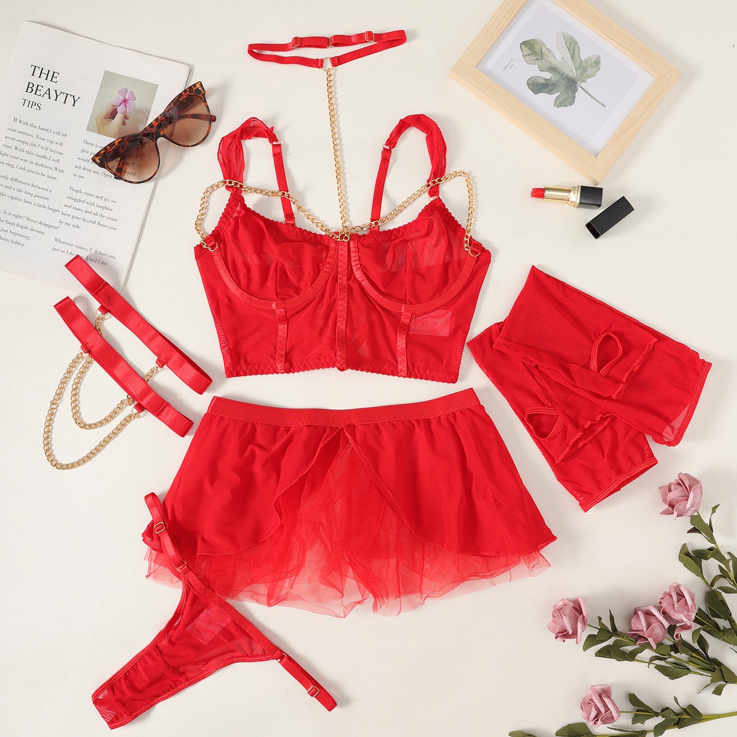 Discothèque couture taille joint sous-vêtements trois pièces ensemble costume