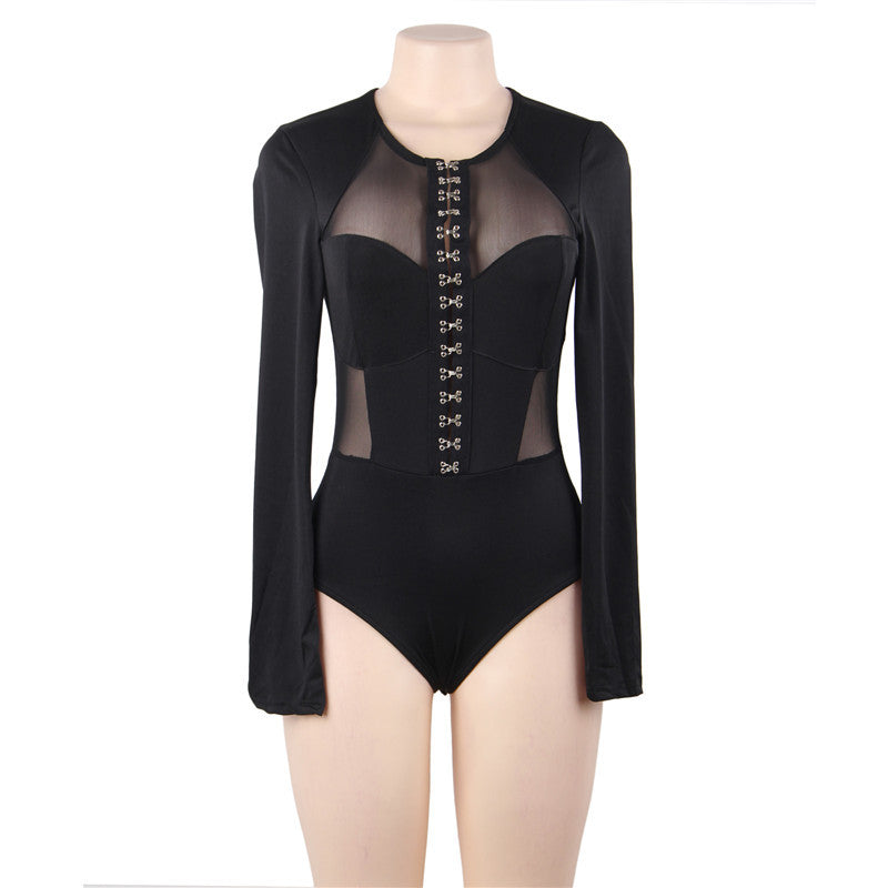 Plus Size Sexy Lingerie Sexy Long-Sleeved Jumpsuit Can Be Worn outside