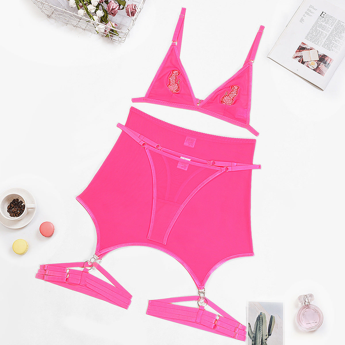 Comfortable Mesh See Through Sexy Low Cut Triangle Cup Sexy Beauty Back Underwear