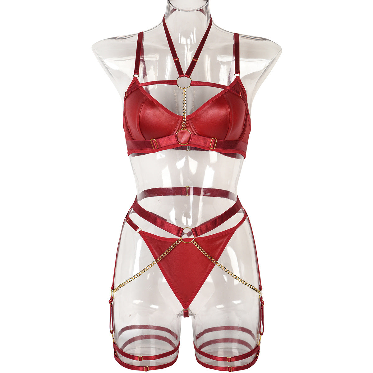 Ensemble de sous-vêtements sexy trois pièces, meilleur sous-vêtements d'automne, chaîne sur le cou, joint de taille, artisanat lourd