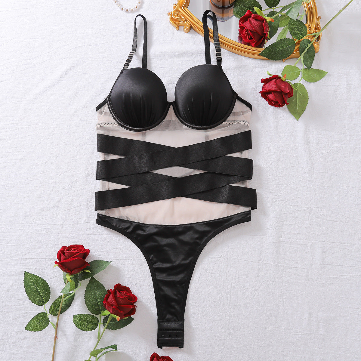 Sexy Passion Temptation Sexy Uniform Underwear with Chest Pad Body Shaping Corsets