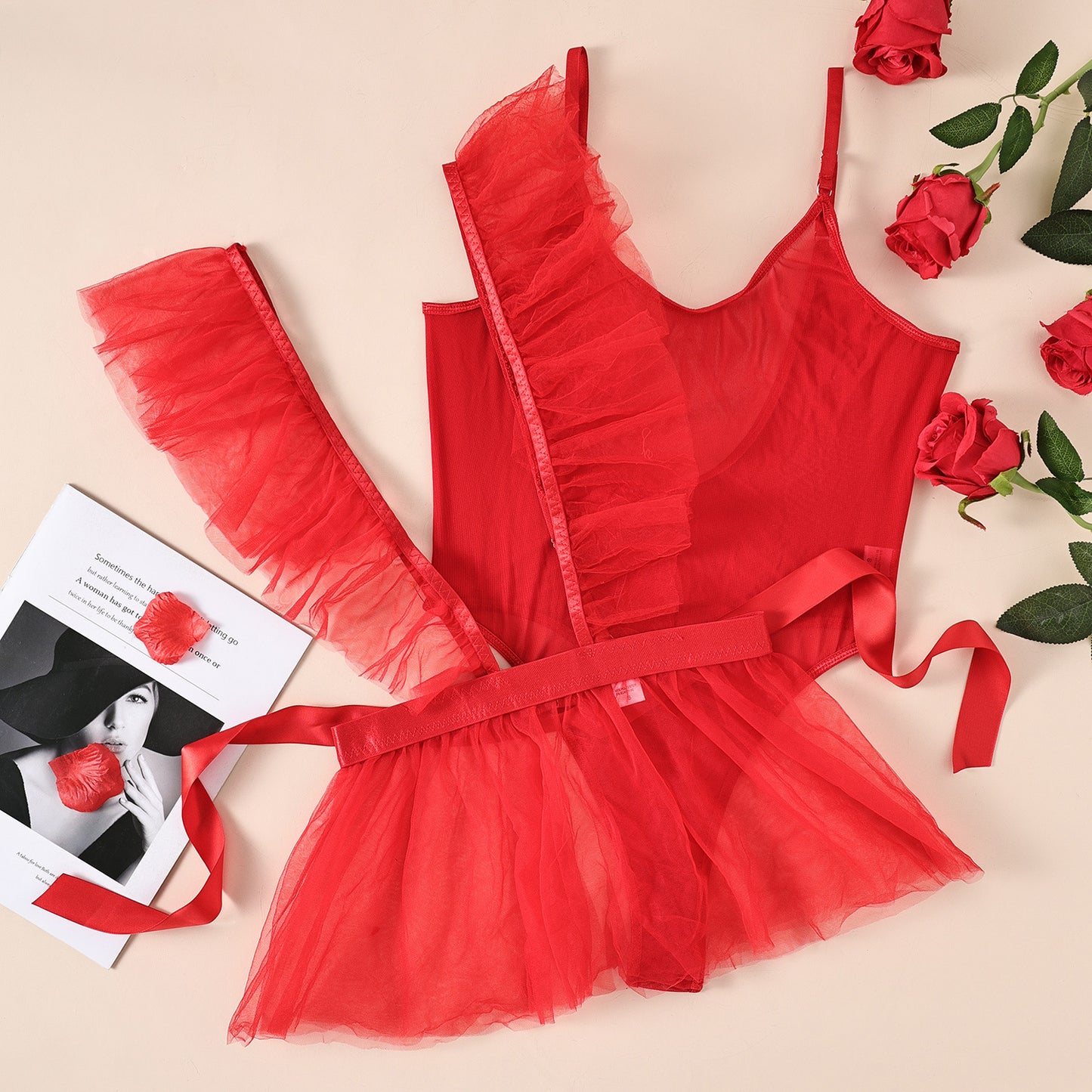 Ensemble de lingerie sexy en dentelle et maille transparente, corset fin dos nu