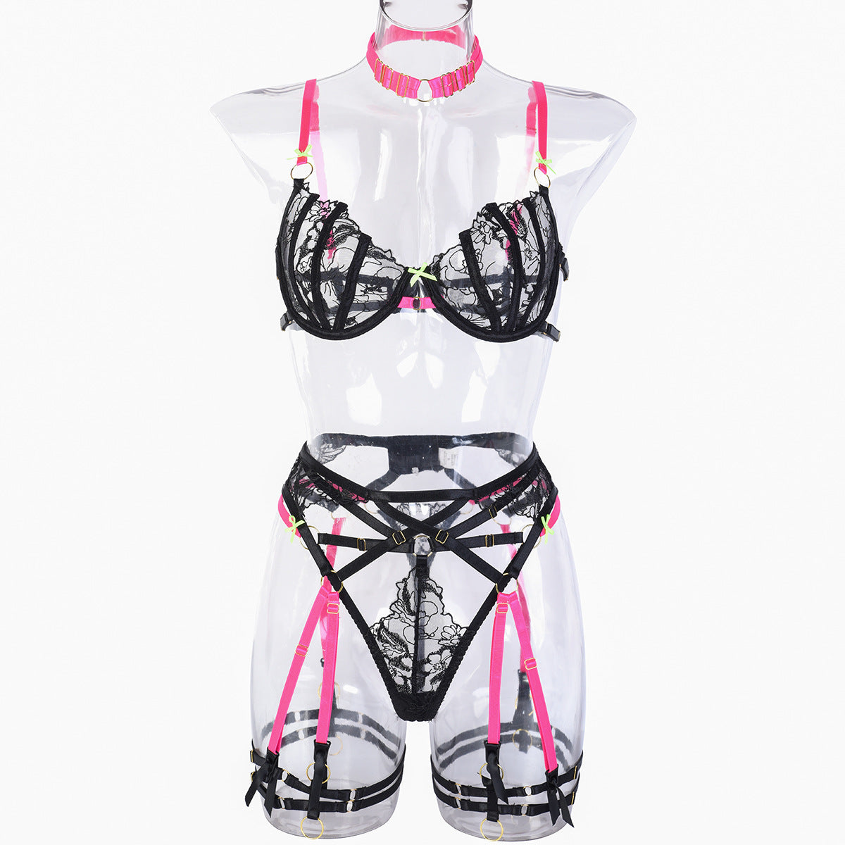 Sexy 6 piezas otoño multicolor lindo lazo de encaje con ropa interior halter