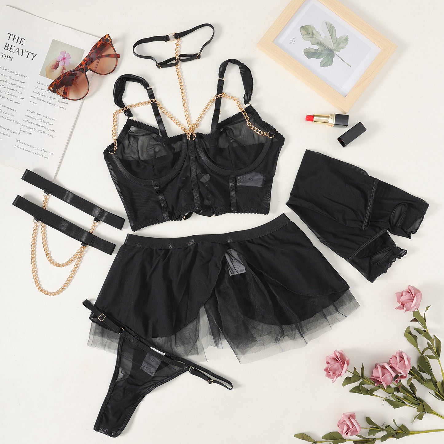 Discothèque couture taille joint sous-vêtements trois pièces ensemble costume