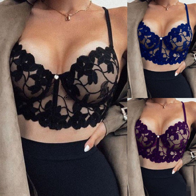 Sexy Bra Lace Three-Point Sexy Seduction Women Chest Bra See-through