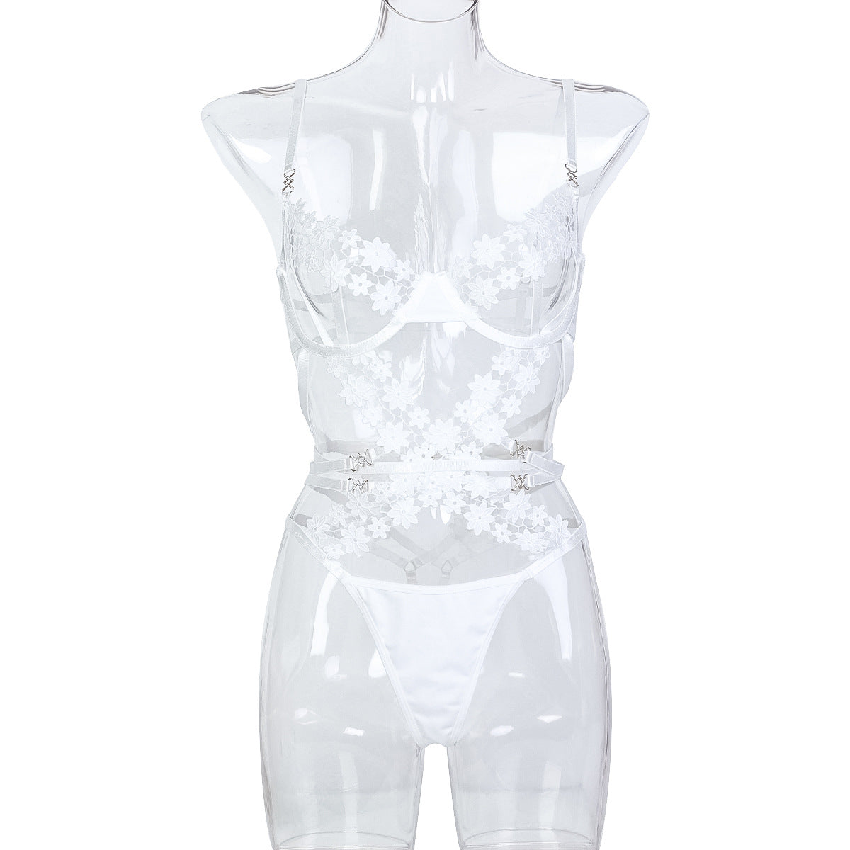 White Water-Soluble Embroidery Floral Metal Stitching Hollow Out Cutout out Strap Sexy Strap Sexy Jumpsuit Women