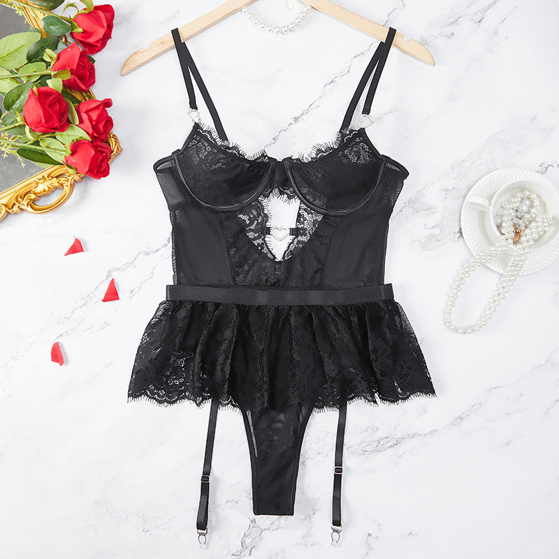 Sexy Seduction Sexy Lingerie Set Lace Embroidery Valentine Day Passion Uniform