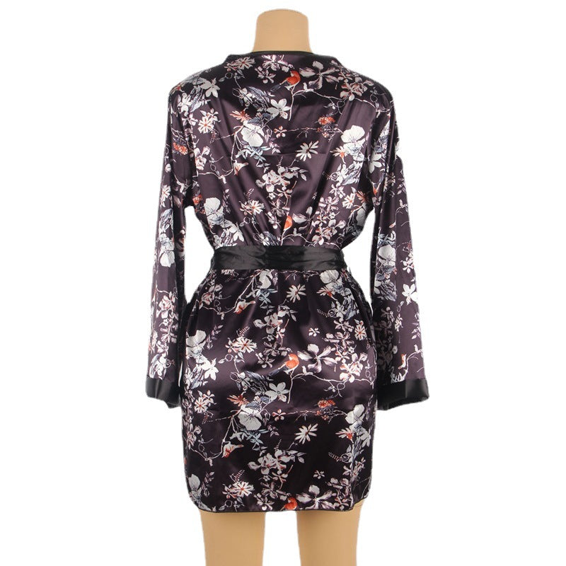Plus Size Sexy Sleepwear Women Sexy Temptation Nightgown Home Wear Summer Thin Japanese Kimono