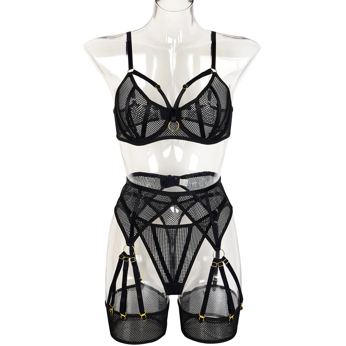 Personalized Underwear Mesh Stitching Decorations Shell Palm Complex 5 Piece Set Can Be Split Suit