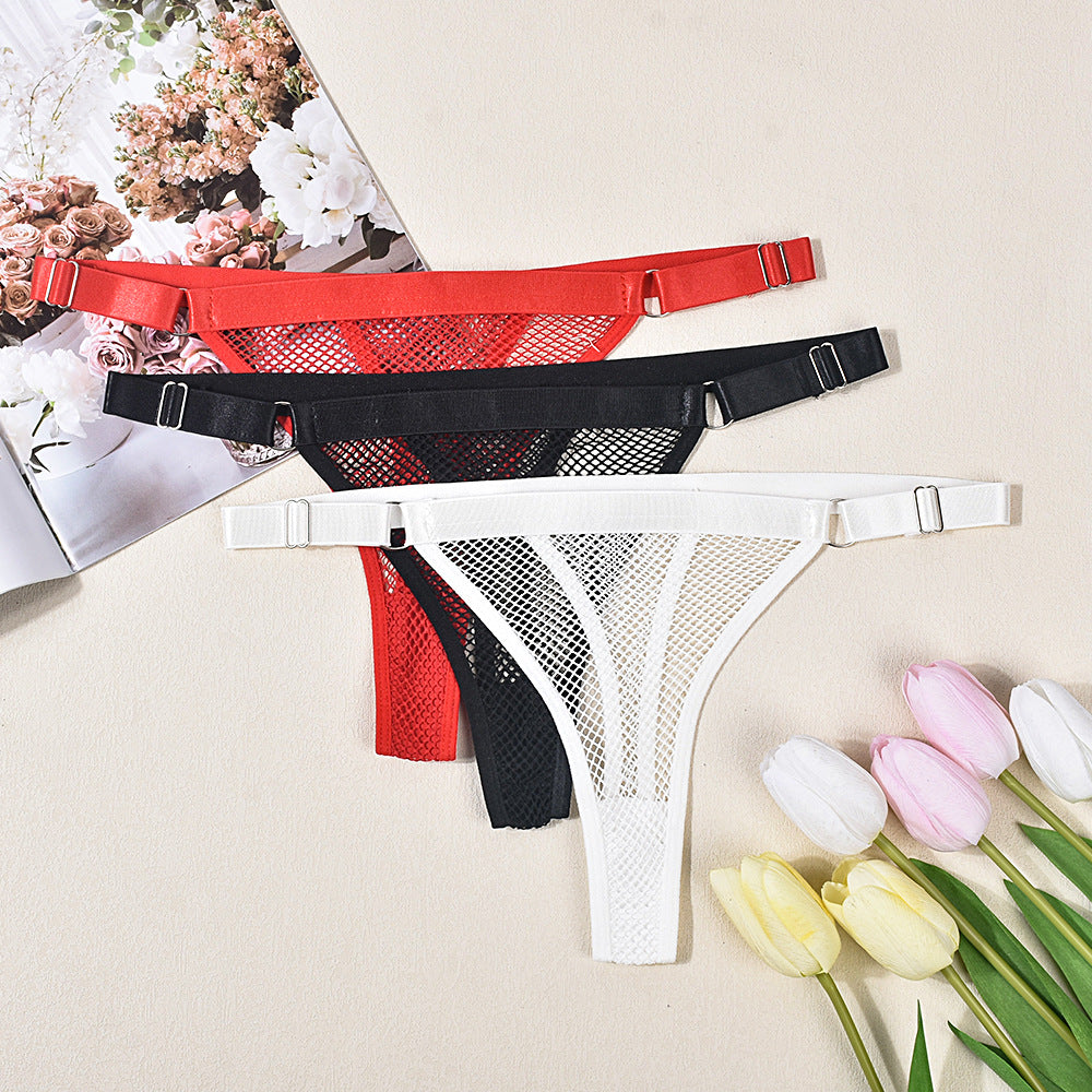 Sexy Underwear Women Fishnet Low Waist Adjustable Pant Belt Comfortable See through Lady Sexy T Back