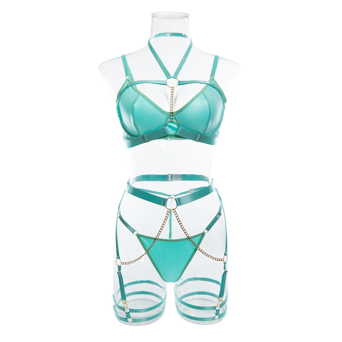 Ensemble de sous-vêtements sexy trois pièces, meilleur sous-vêtements d'automne, chaîne sur le cou, joint de taille, artisanat lourd