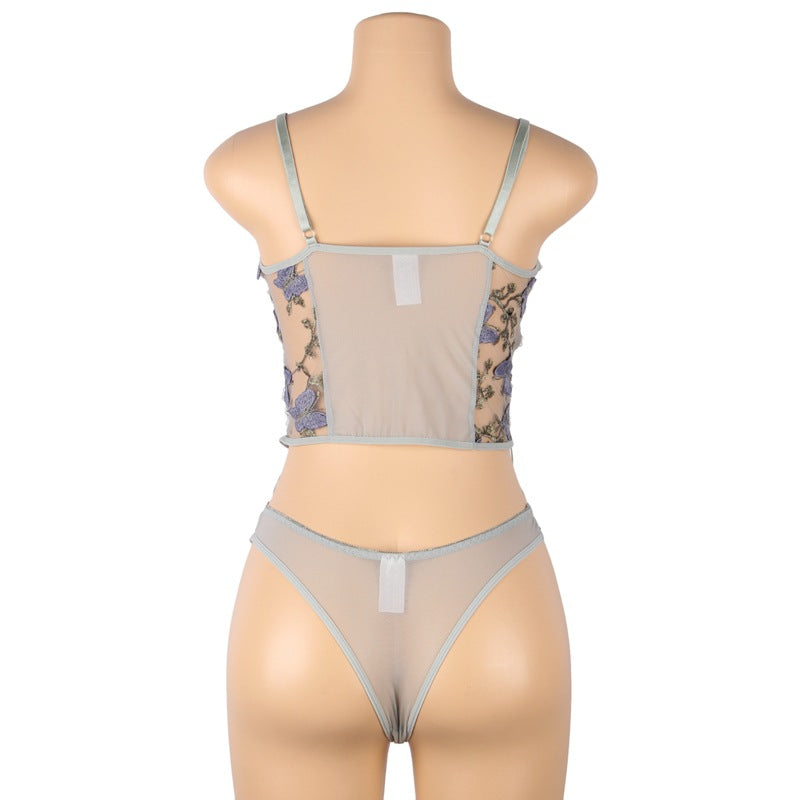 Plus Size Underwear Sexy Lace See-through Embroidery Sexy Suit