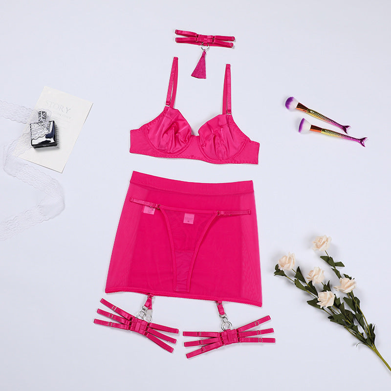Popular Tassel Collar Hip Skirt Sexy Lingerie Suit With Gloves