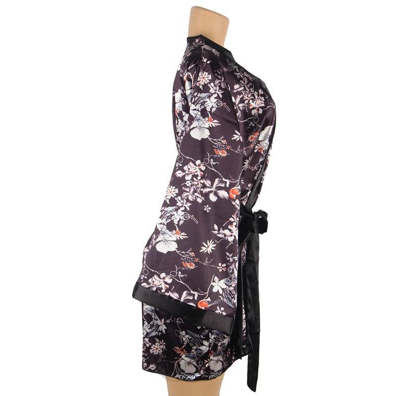 Plus Size Sexy Sleepwear Women Sexy Temptation Nightgown Home Wear Summer Thin Japanese Kimono