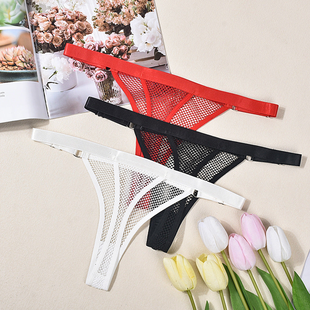 Sexy Underwear Women Fishnet Low Waist Adjustable Pant Belt Comfortable See through Lady Sexy T Back