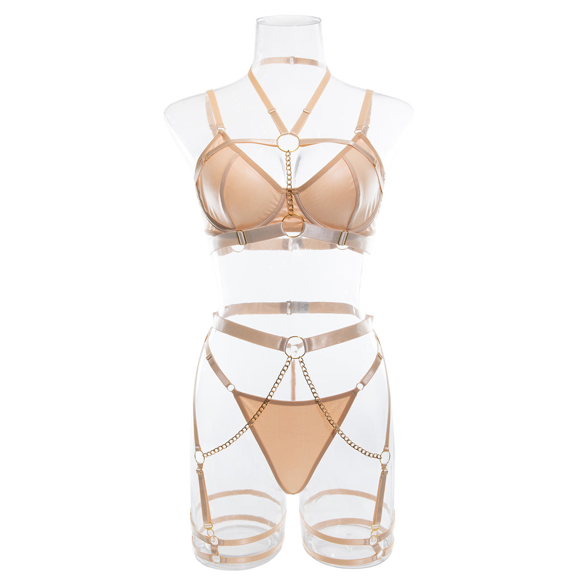 Ensemble de sous-vêtements sexy trois pièces, meilleur sous-vêtements d'automne, chaîne sur le cou, joint de taille, artisanat lourd