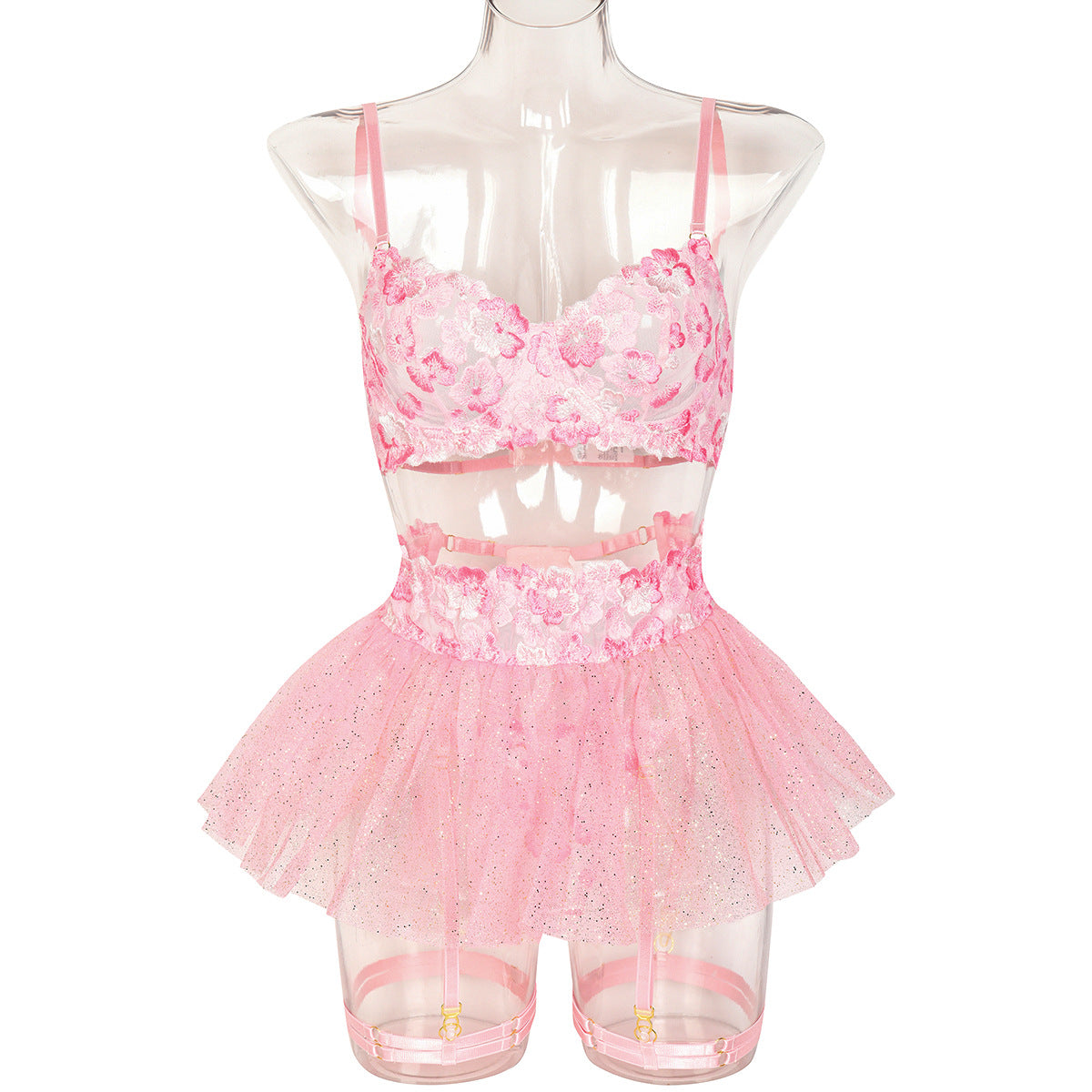 Sexy Sexy Lingerie Popular Heavy Industry Floral Embroidery Push up Sexy Suit Pettiskirt