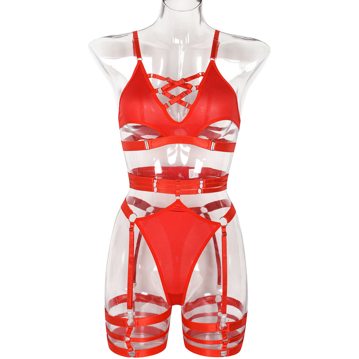 Women Solid Color Chest Lace up Cutout Sexy Suit Body Slimming