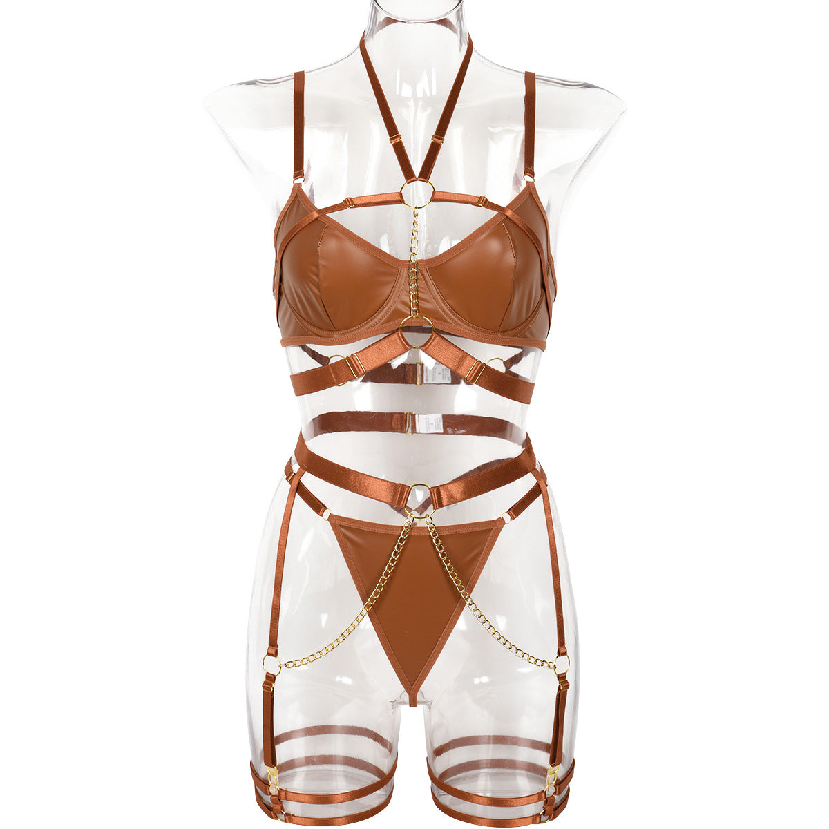 Ensemble de sous-vêtements sexy trois pièces, meilleur sous-vêtements d'automne, chaîne sur le cou, joint de taille, artisanat lourd