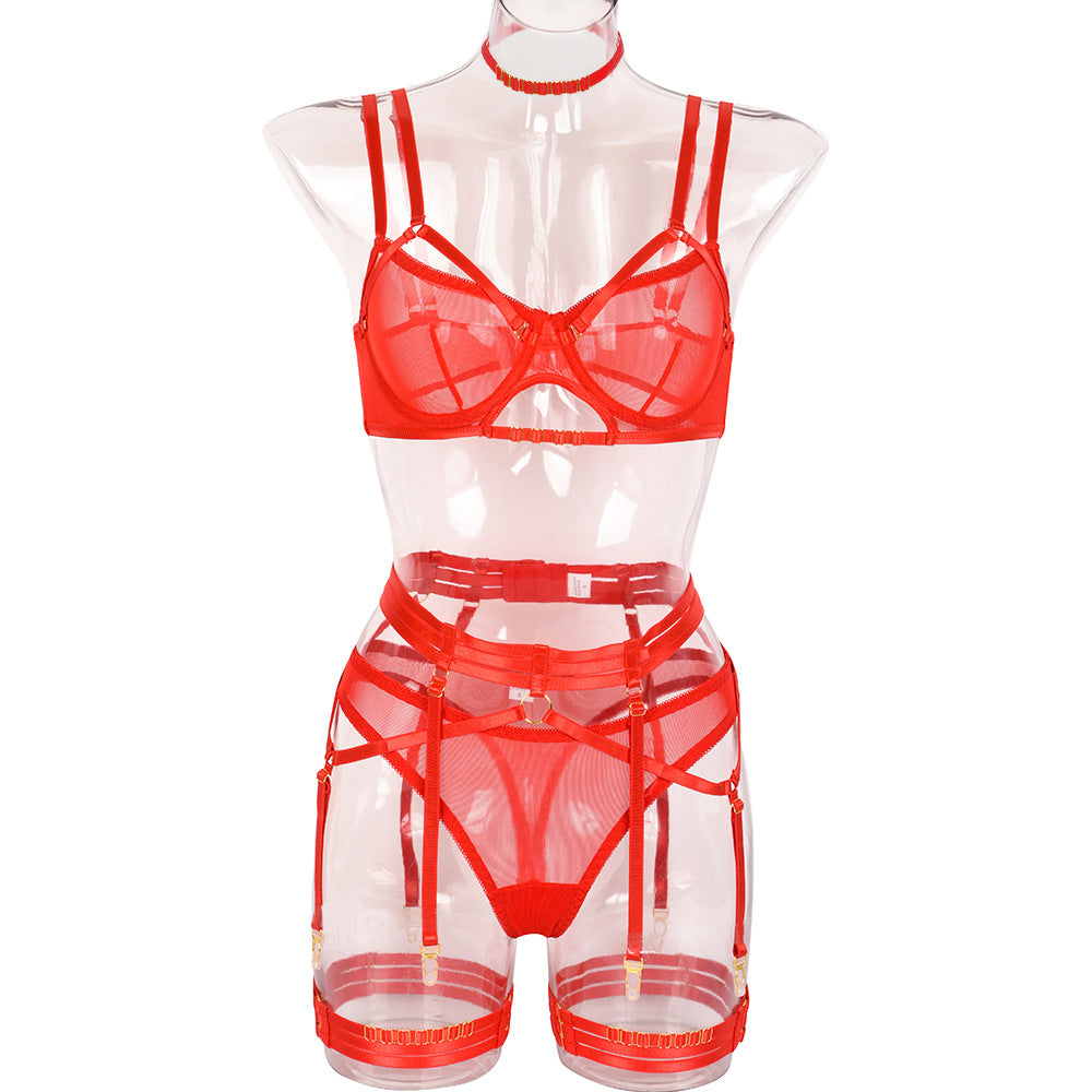 Sexy 6 Piece Set Mesh Ornament Heavy Craft Sexy Steel Ring Suit