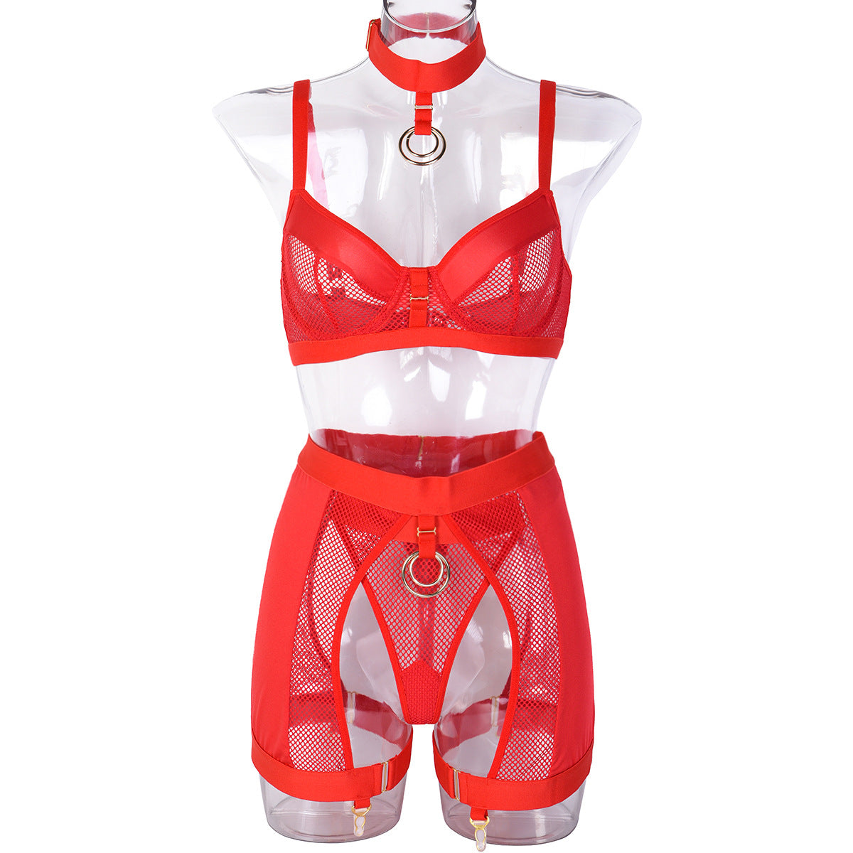 Ensemble de sous-vêtements quatre pièces, cerceau en fer haut de gamme, joint de taille pour le cou