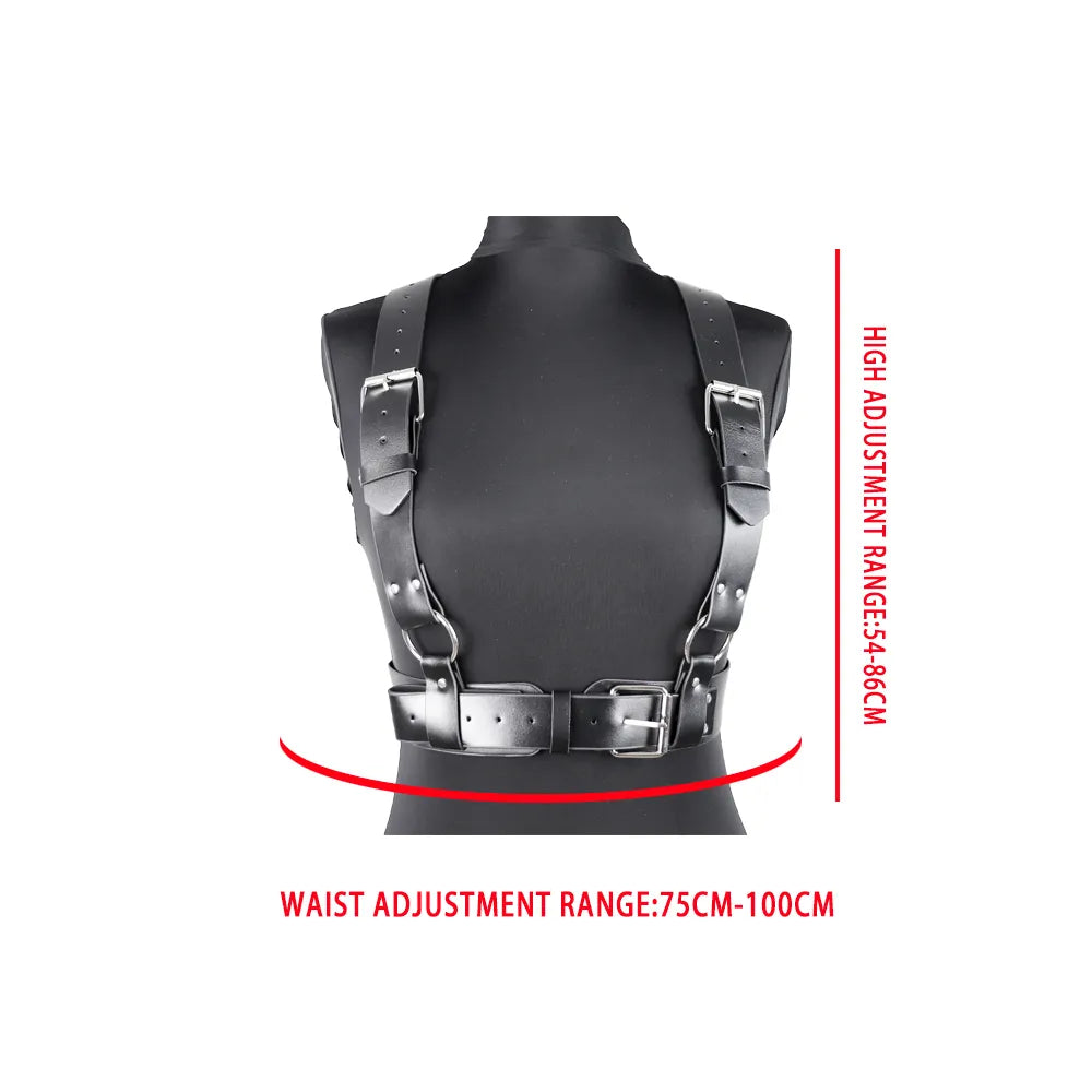 Full Body Harness Belt Set Lingerie Women Punk PU Leather Harness Bra Chest Straps Suspenders Garter Belts Summer