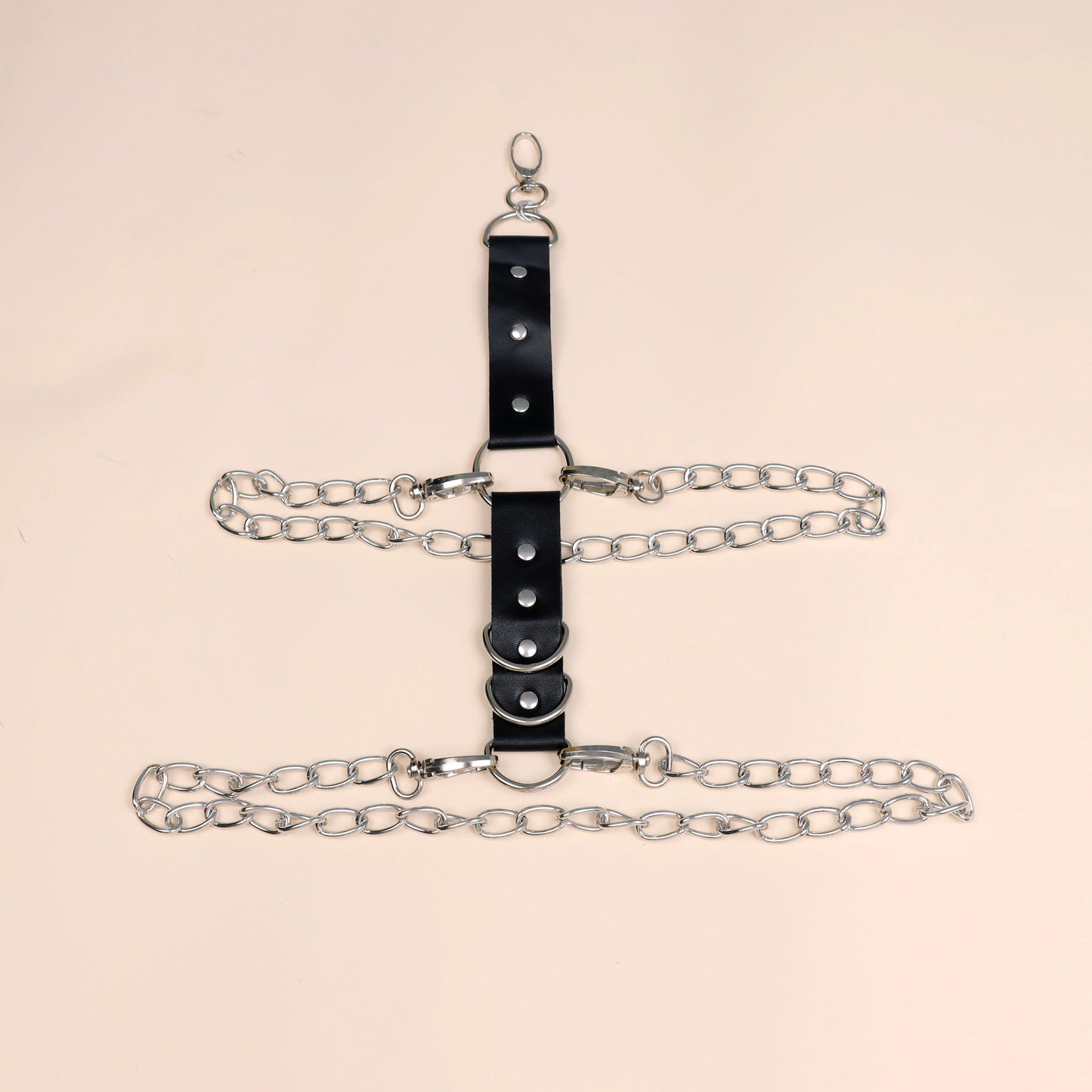 Sexy Punk Chain Leather Belt Gothic Harness Black Hip Hop Leg Strap Uni PU Leather Rivet Belt Leg Ring Gay Harness Accessory