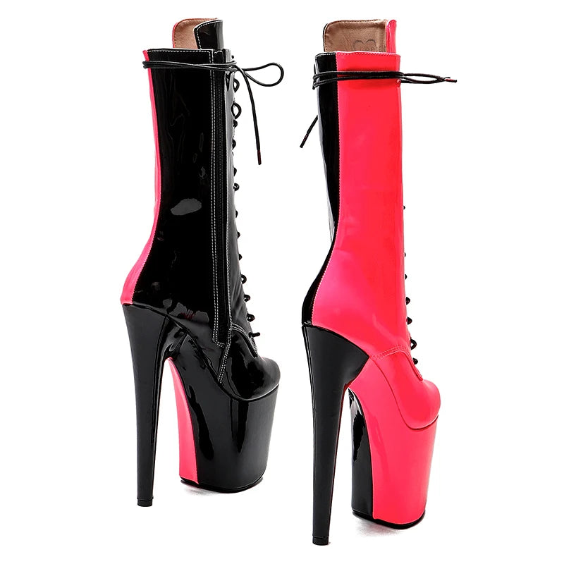 20CM/8Inch color matching boots heel platform ankle y boots model nightclub super high heel 4BY