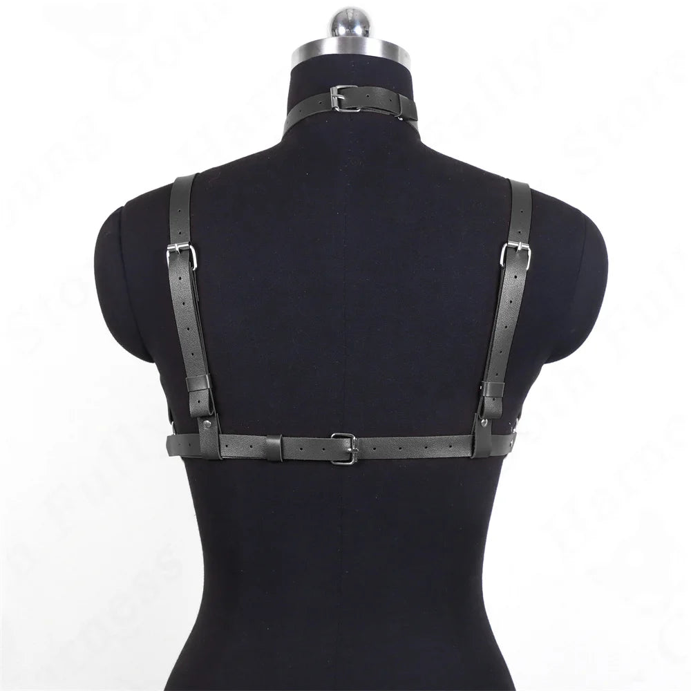 Leather Bra Women Body Harness Gothic Clothes Female Lingerie Belt Rave Festival Corset Punk Garter Accessories