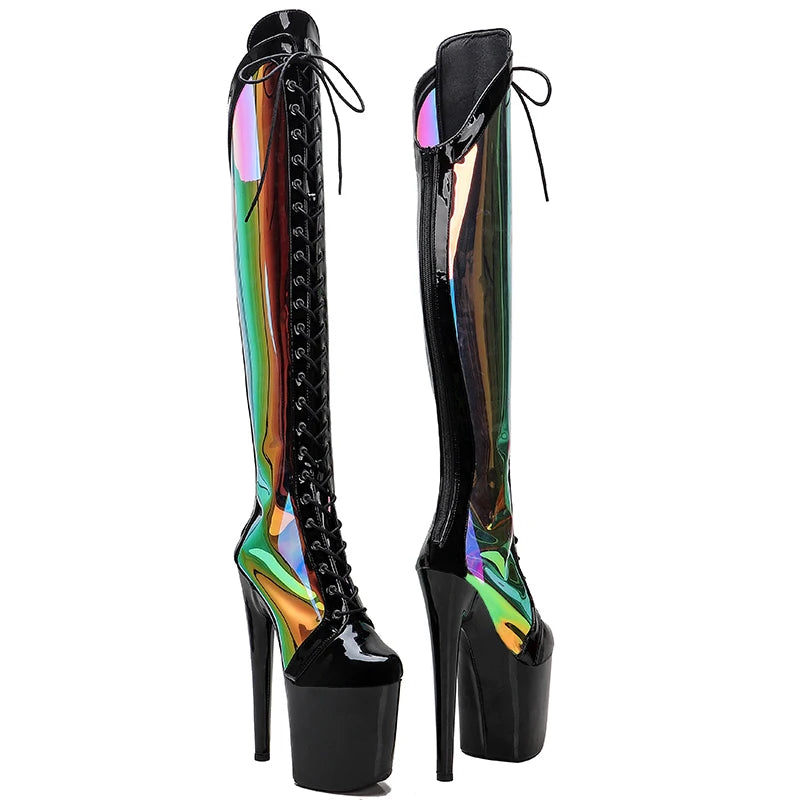 20CM/8inches TPU with patent Pole dancing shoes High Heel platform Pole Dance boot