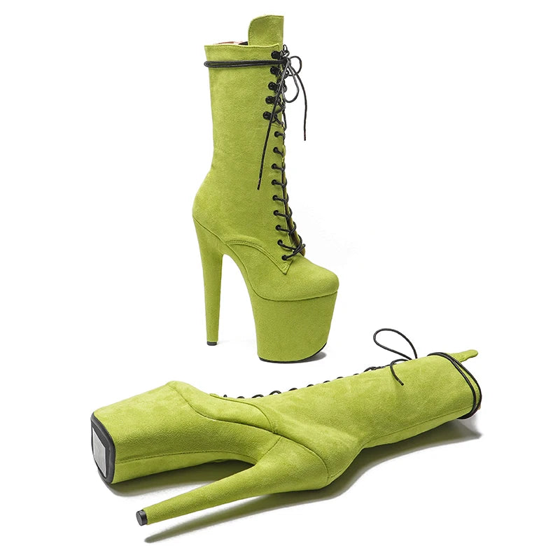 20CM/8Inch suede upper disco party High Heels Shoes Pole Dance boot Women's Platform boots 4B