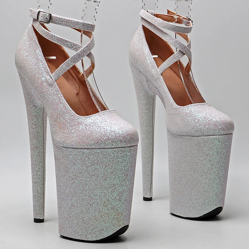 23CM/9inches Glitter PU upper fashion trend exotic y romantic Platform y High Heels Pole Dance shoes