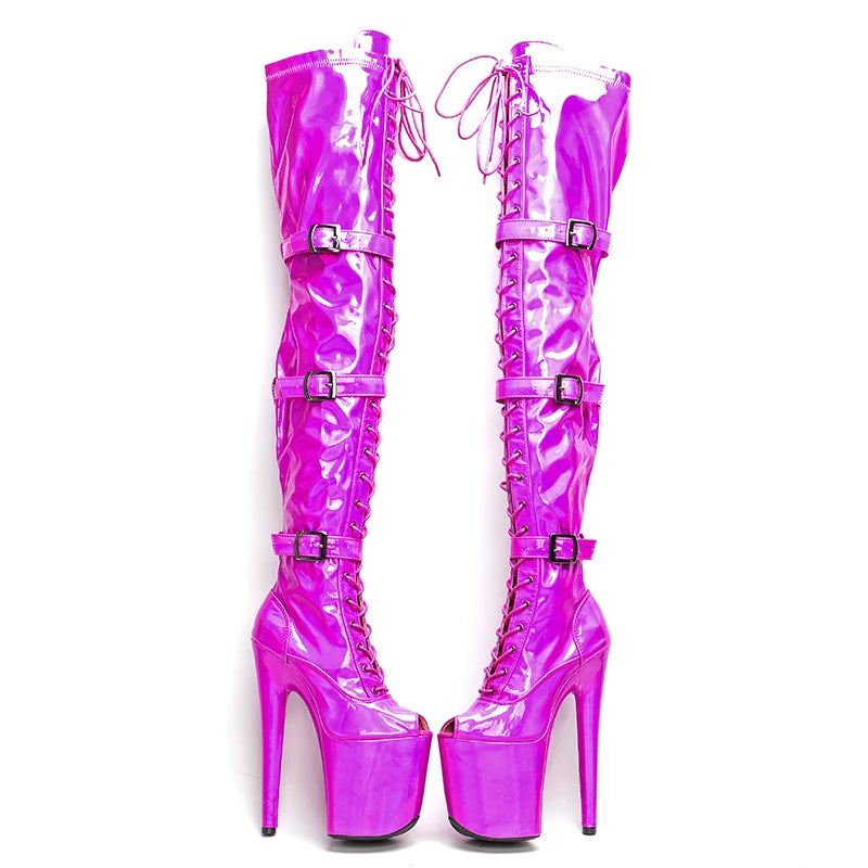 20CM/8inch PU upper samll open toe High Heel platform Boots heels Pole Dancing boot 5B