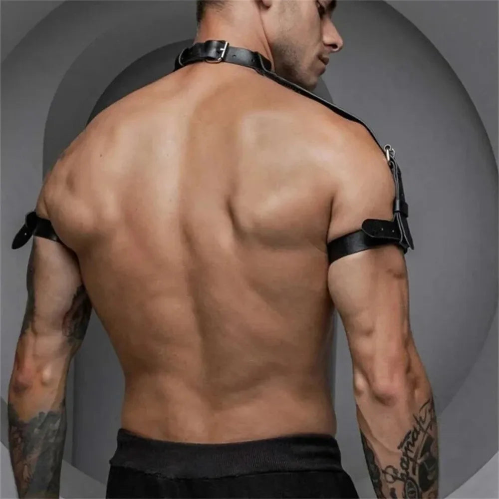 Goth Neck PU Leather Harness y Men Gay Belt Costume Collar Wear Club Party Accessories