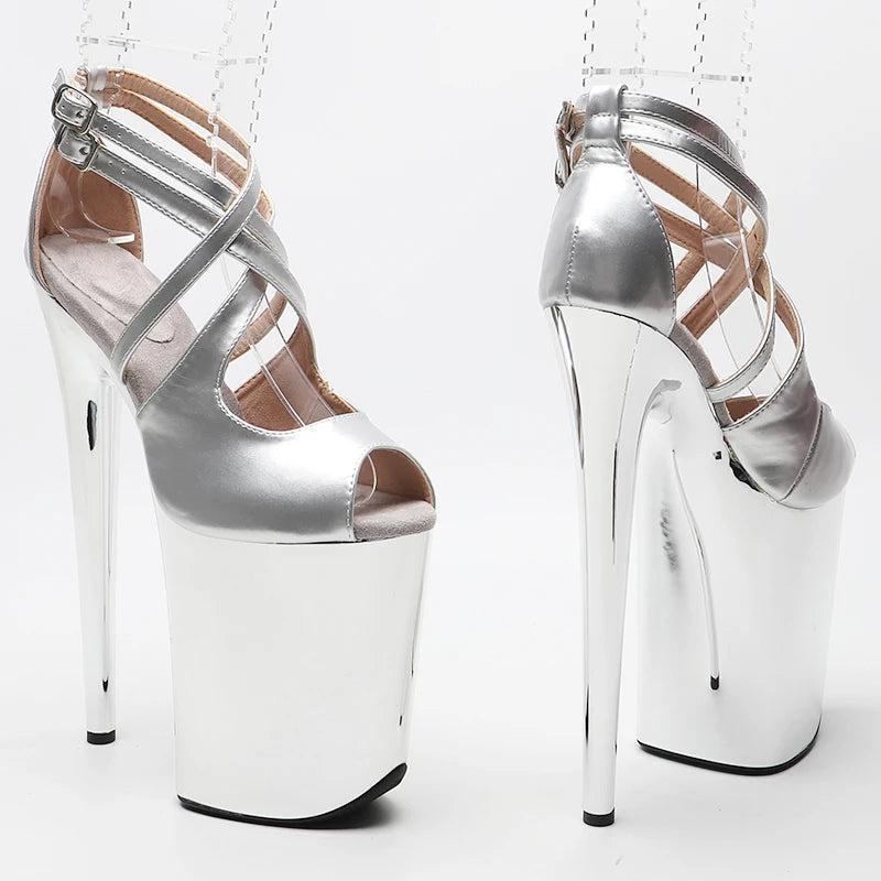 23CM/9inches Patent PU open toe Platform y High Heels Sandals Pole Dance shoes